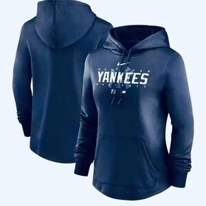 NIKE Women's Navy New York YANKEES Therma-fit Pullover HOODIE XXL 2XL NWT